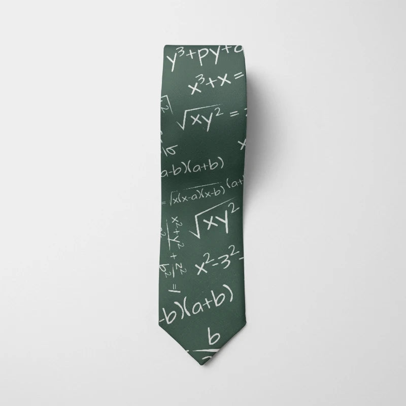Fun Mathematical Formula Men's Tie 3D Printing 8CM Fashion