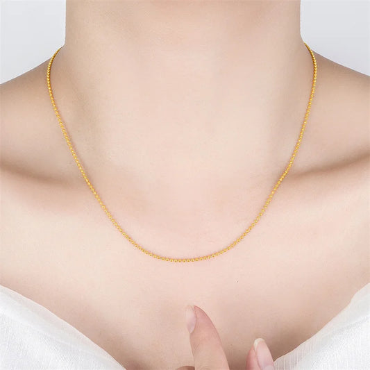 New Necklace 18k Gold Necklace Light Bead Gold Chain Women's Jewelry