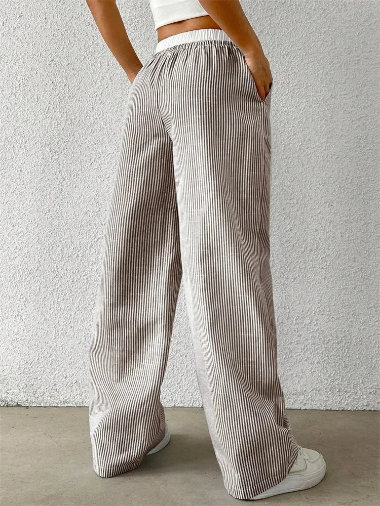 Striped Woven Wide Leg Pants