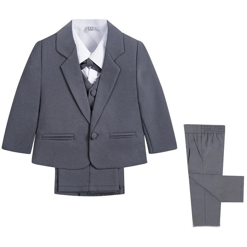 Baby Boy Formal Clothes Set Jacket+Shirt+Vest+Bowtie+Pant