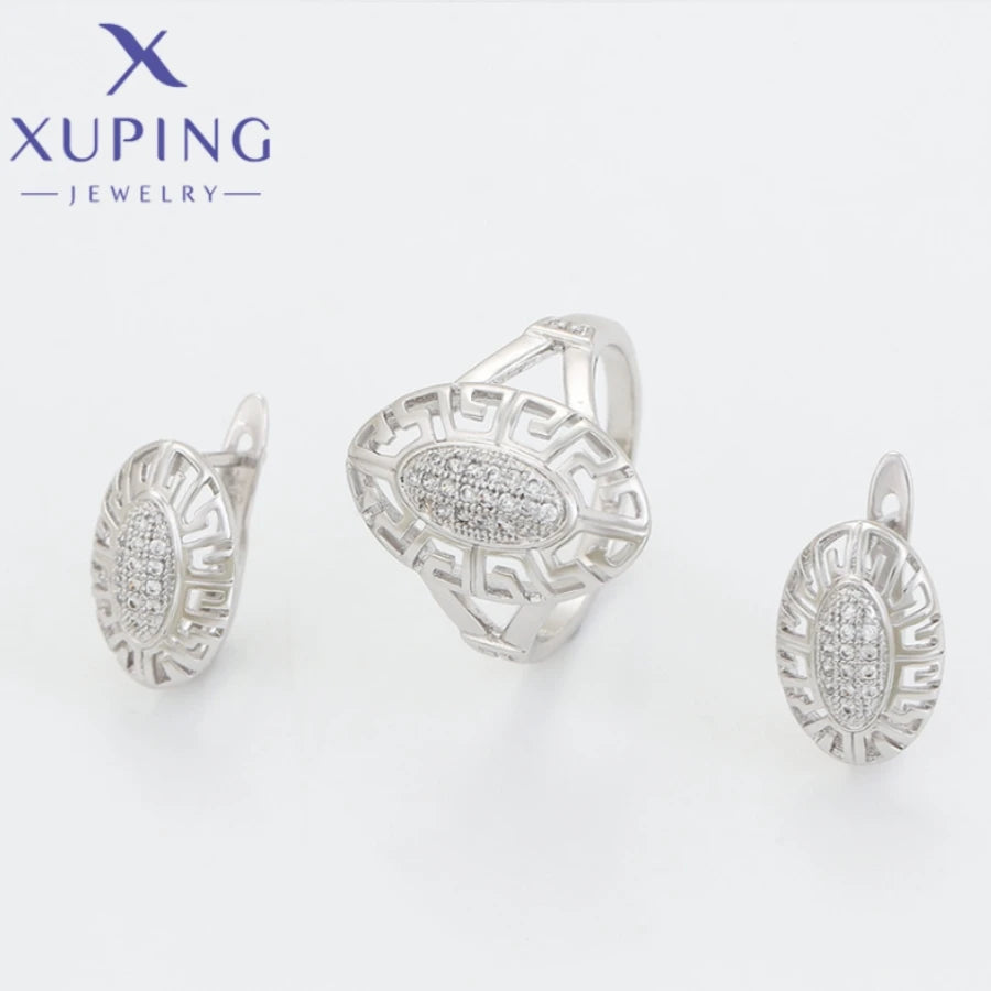 Xuping Jewelry Fashion Platinum Plated Rings Earrings for Women