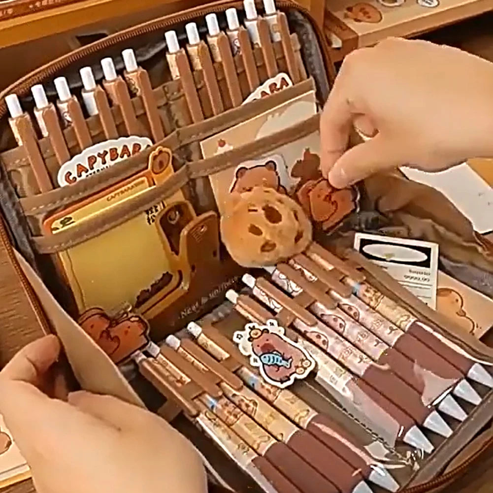 Cute Capybara Pencil Case with All Things Capybara Stationery Set gifts Large