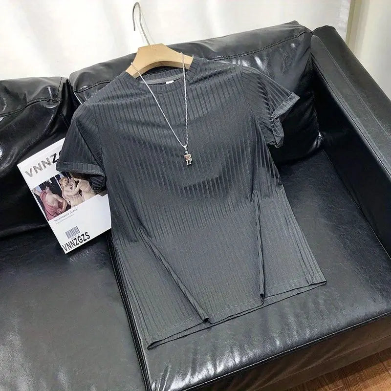 Men's Clothing  Silk Quick Dry Short Sleeve T-Shirt