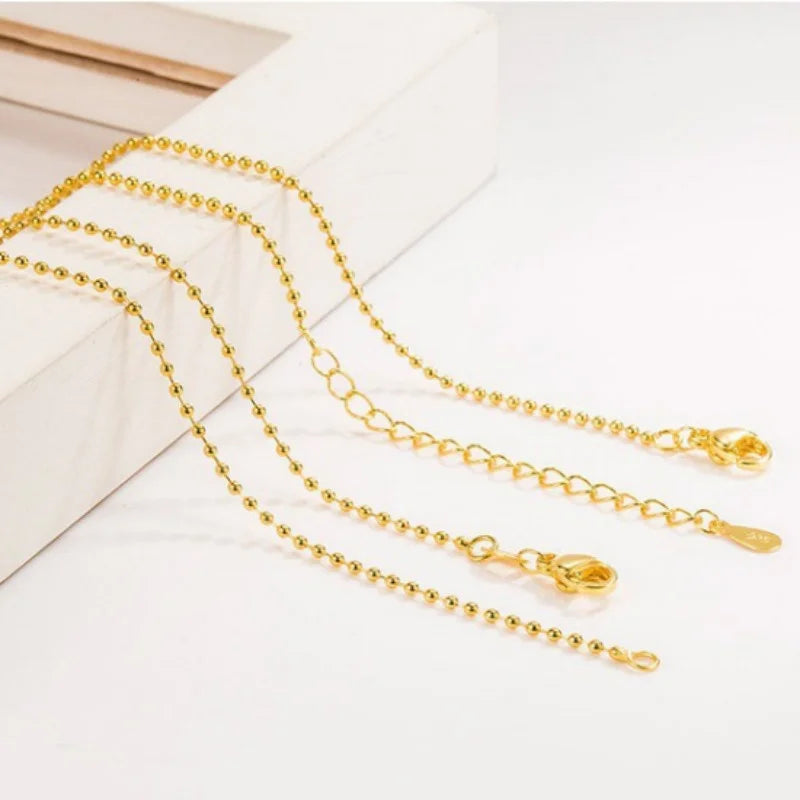 New Necklace 18k Gold Necklace Light Bead Gold Chain Women's Jewelry