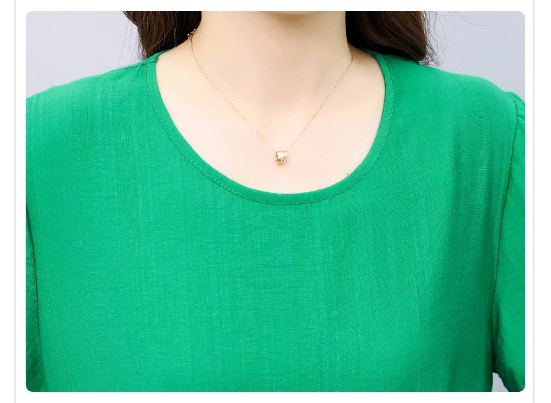 Vintage Elegant Short Sleeve Solid Women Dress O-Neck Dresses