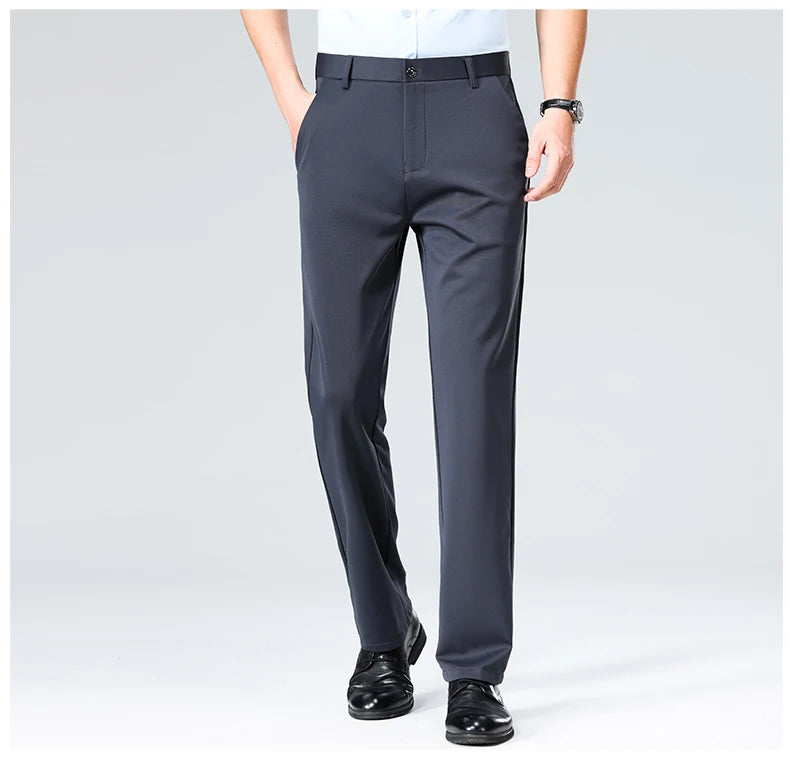 Men Suit Pants Light Thin Elastic Slim Fit Dress Pants Business