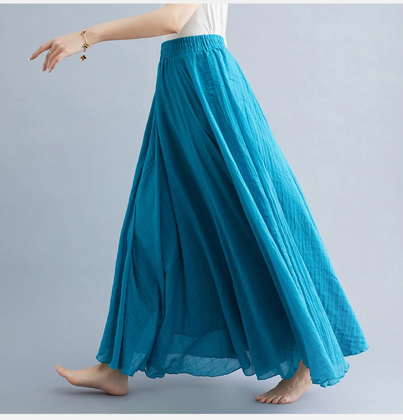 Boho Cotton Linen Long Skirt