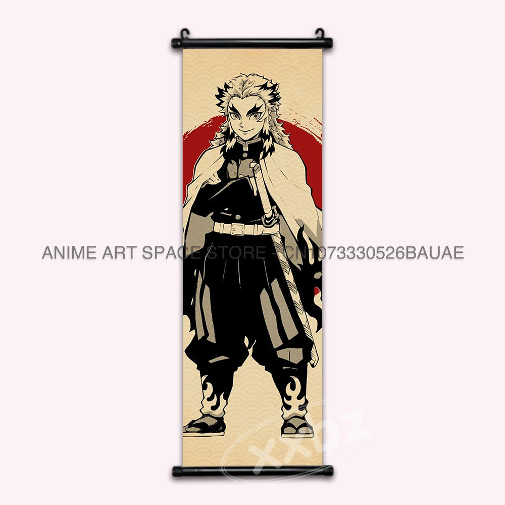 Demon Slayer Hanging Painting Modern Wall Artwork Scroll Picture Canvas