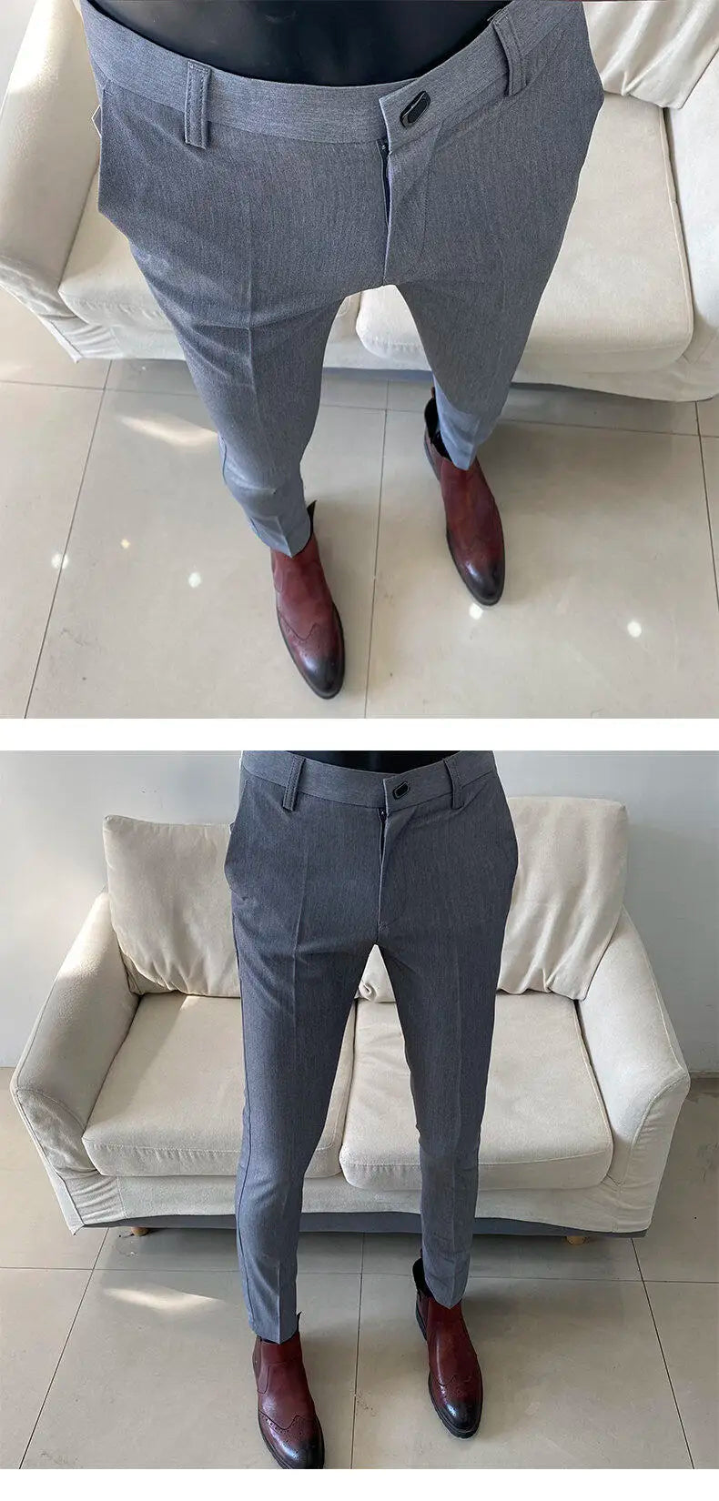 Men Dress Pants Thin Suit Pants Stretch Slim Formal Trousers