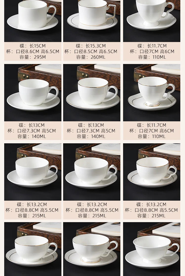 mug Bone china gold edged coffee cup set luxury