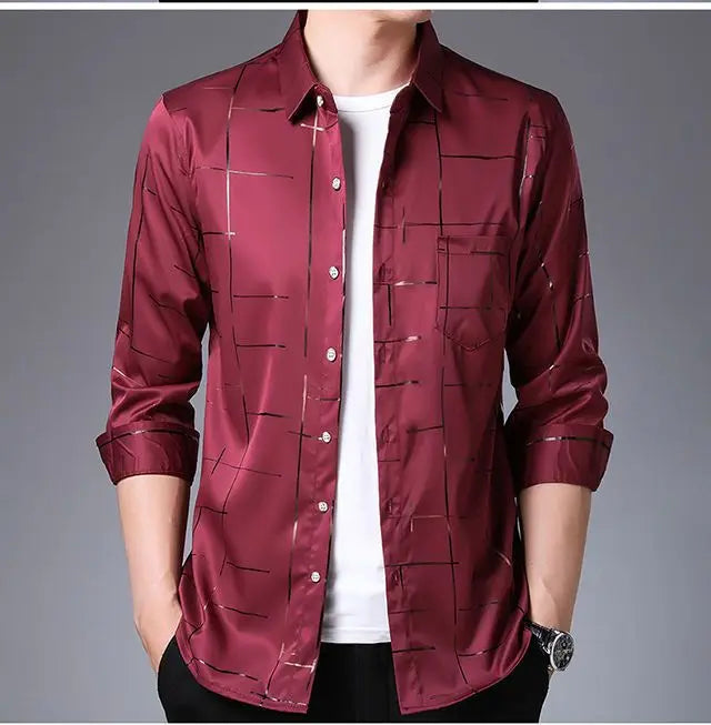 Men's Clothing Spring Summer Thin Business Casual Turn-down Collar