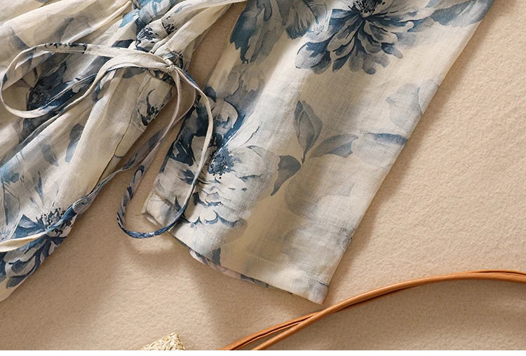 Casual Loose Print V Neck Short Sleeve