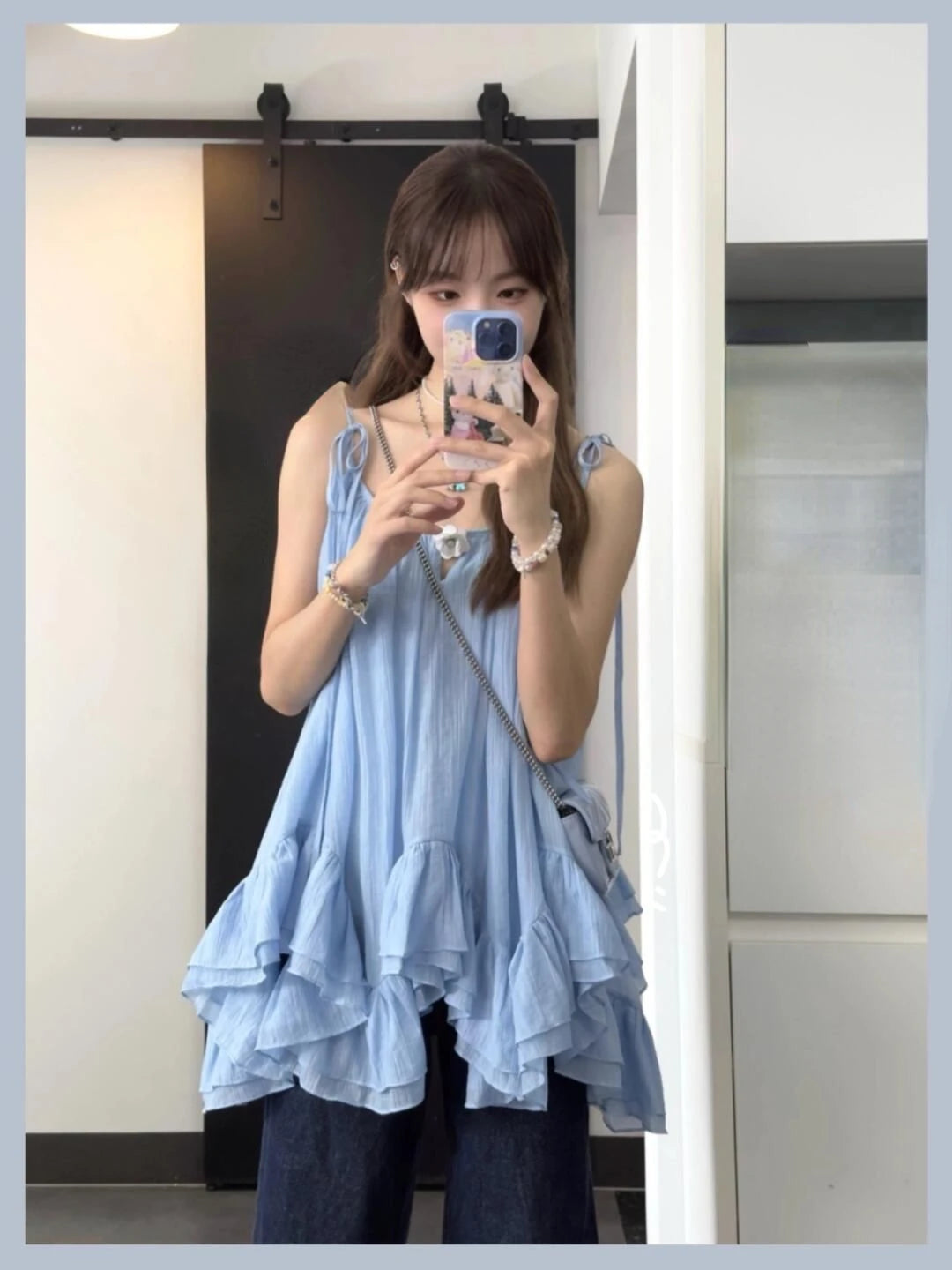 Tops Sleeveless Solid Vest Irregular Ruffles Loose Camis