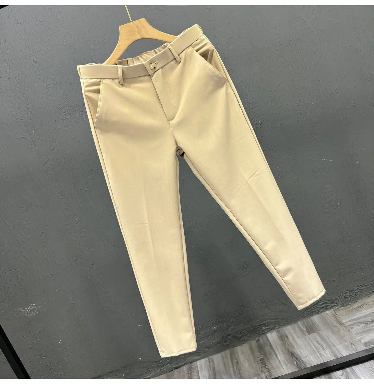Business Casual All Match Suit Pants Formal Strecth Solid Straight Slim Trousers