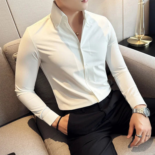 Autumn Long Sleeve Camisas Business Fashion Shirt Male Solid British Style