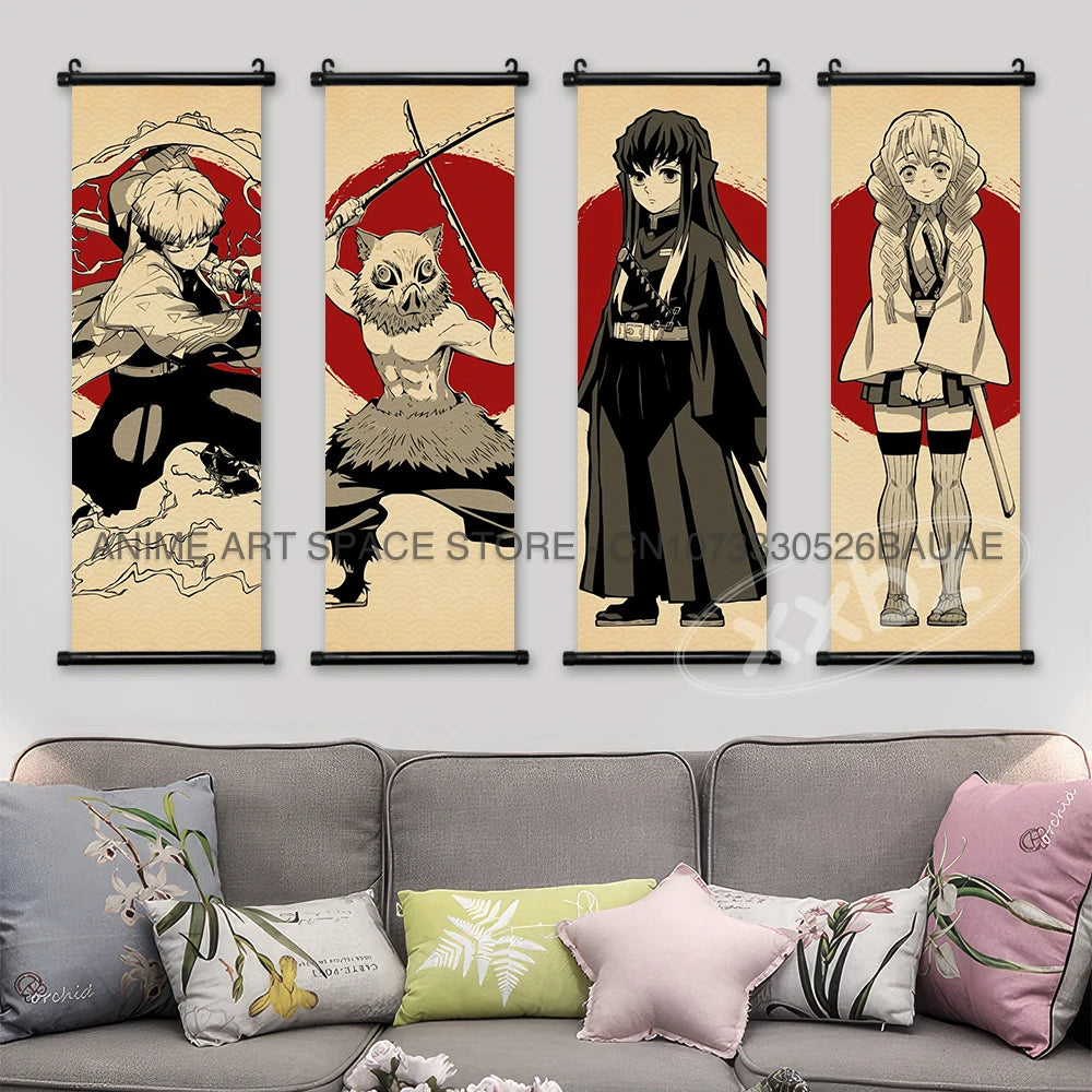 Demon Slayer Hanging Painting Modern Wall Artwork Scroll Picture Canvas