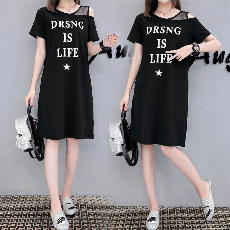 Midi Dress Short Sleeve Summer Stylish Gauze Off Shoulder