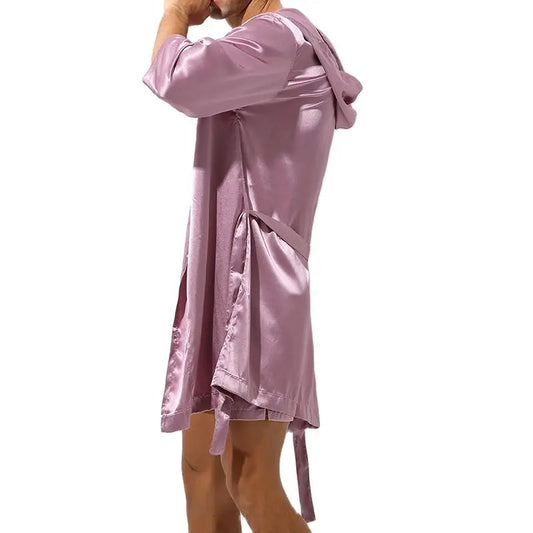 Men's Sleepwear Robe Night Clothes Silk Kimono Bathrobe Men
