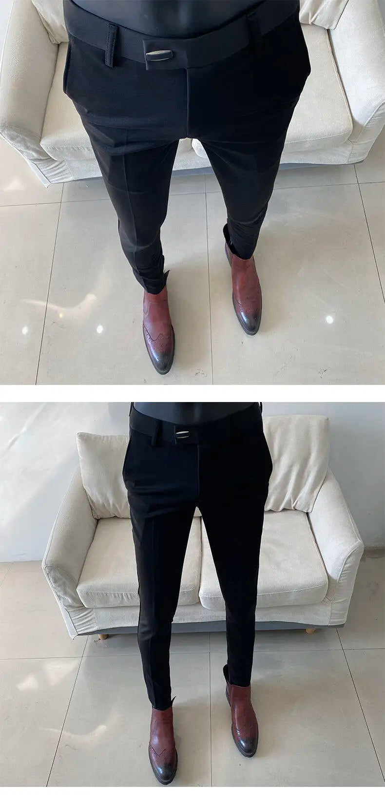 Suit Pants Solid Business Casual Straight Slim Fit Trouser Formal Pantalones