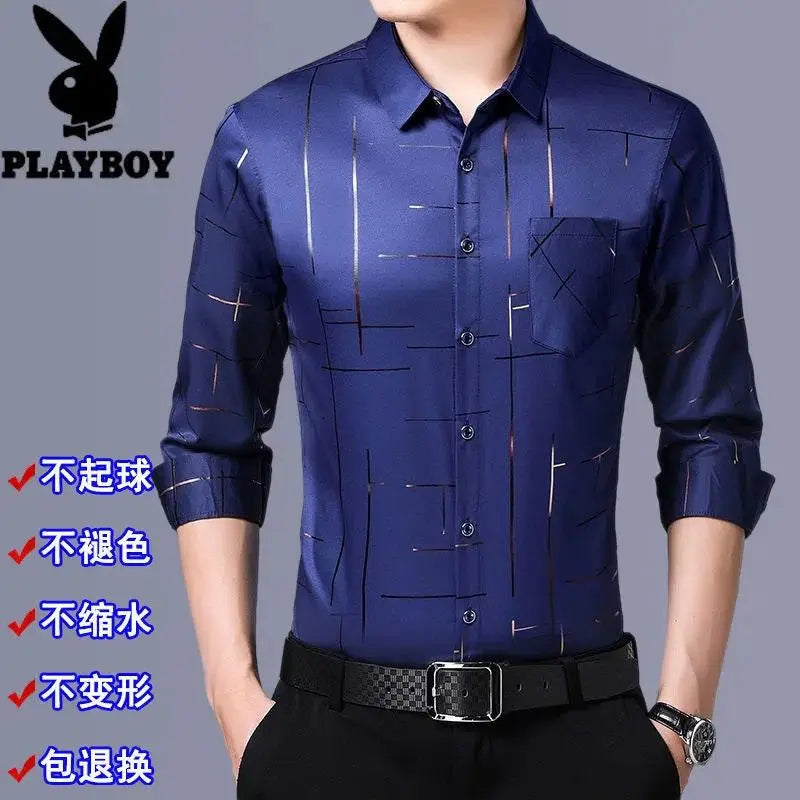 Men's Clothing Spring Summer Thin Business Casual Turn-down Collar