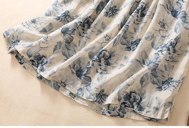 Casual Loose Print V Neck Short Sleeve