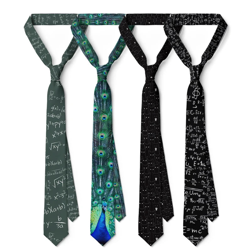 Fun Mathematical Formula Men's Tie 3D Printing 8CM Fashion