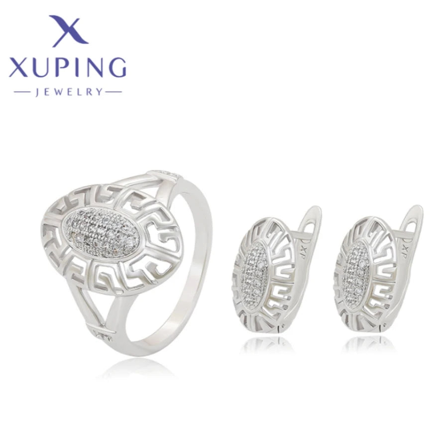 Xuping Jewelry Fashion Platinum Plated Rings Earrings for Women