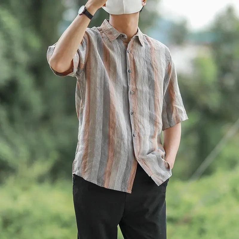 Men's Clothing Elegant Striped Men's Shirt Formal Business Casual Wear Comfortable Fabric Long Sleeve Classic Fashion