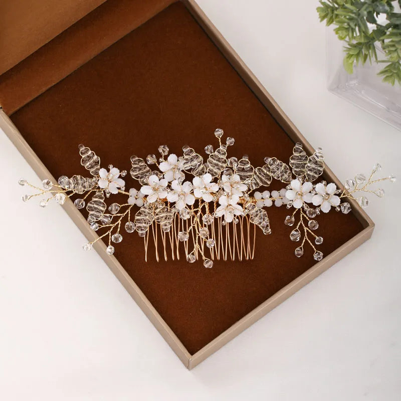 Wedding Hair Accessories Flower Hair Clips Hairpin Crystal Bride Headdress