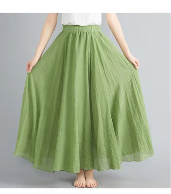 Cotton Long Skirts Elastic Waist