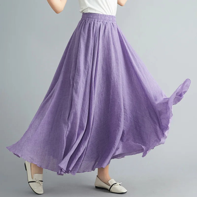 Cotton Long Skirts Elastic Waist
