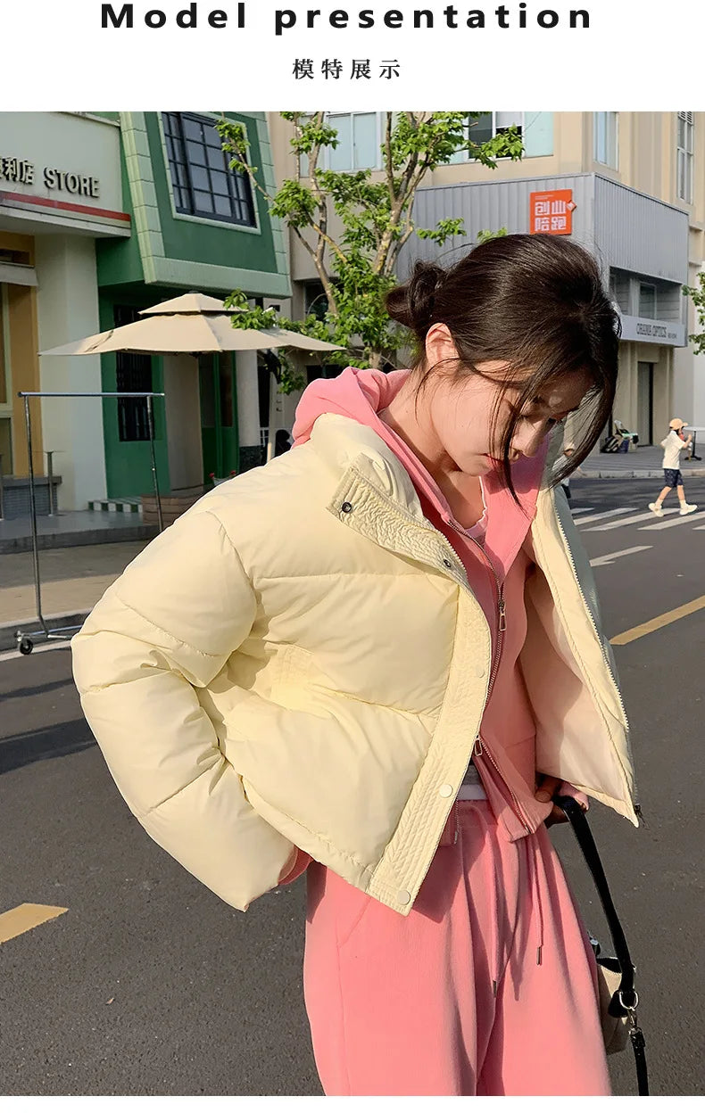 Coat Zipper Puffer Jacket Korean Fashion Cotton-padded Jacket