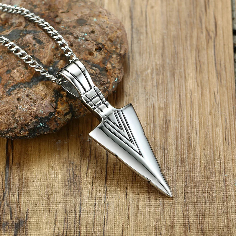 Mens Arrow Pendant Necklace for Men Stainless Steel