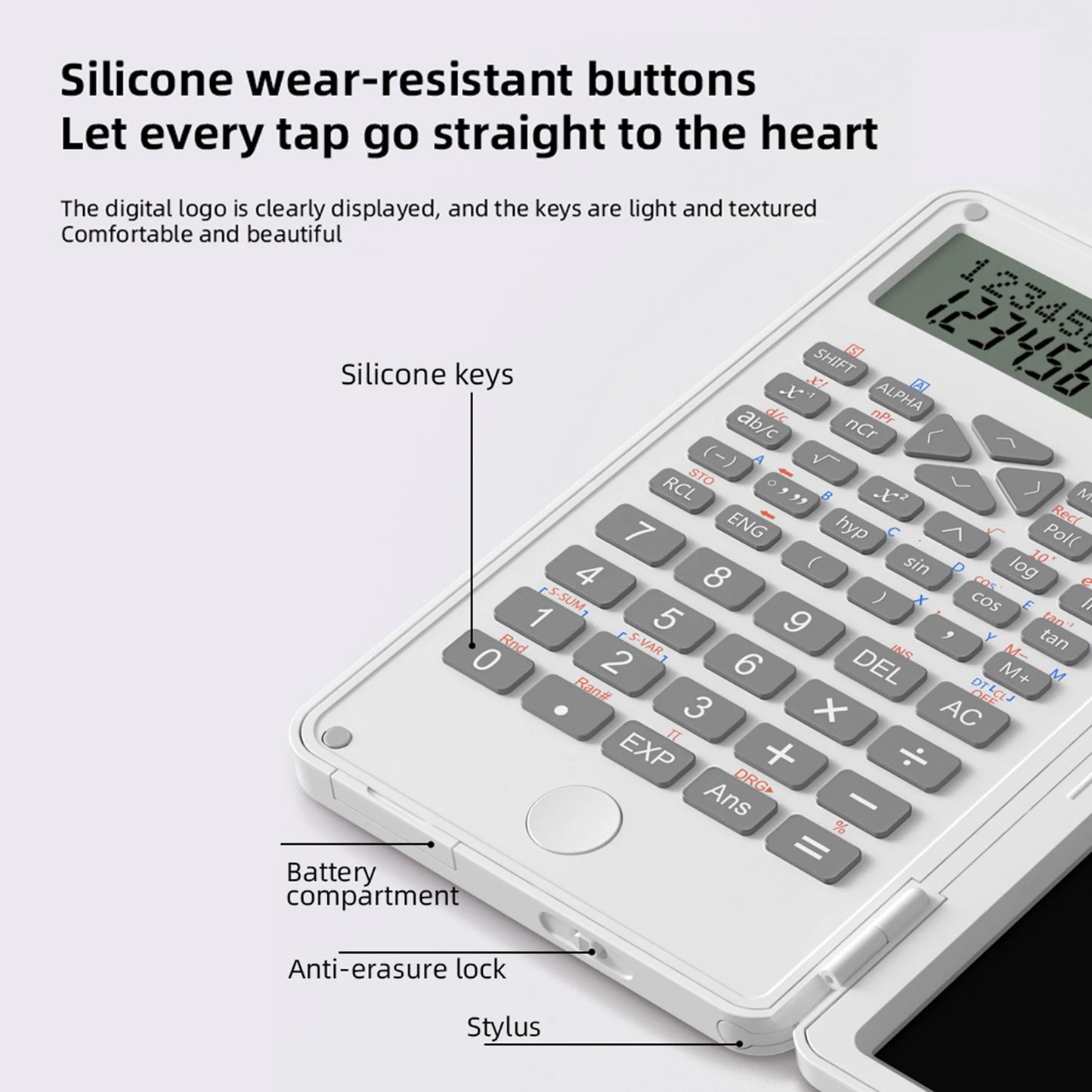 Scientific Calculator with Erasable Writing Board 2 Line LCD