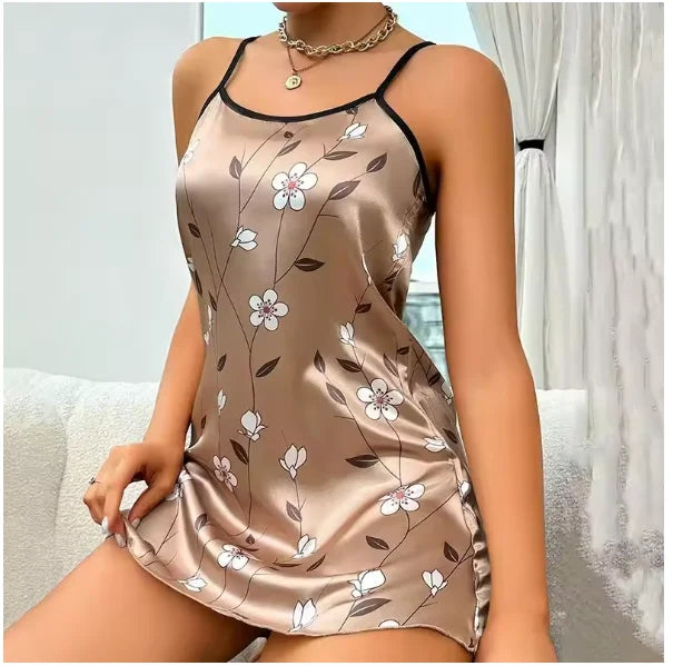 Women Nightwear Home Clothes Sexy Black Floral