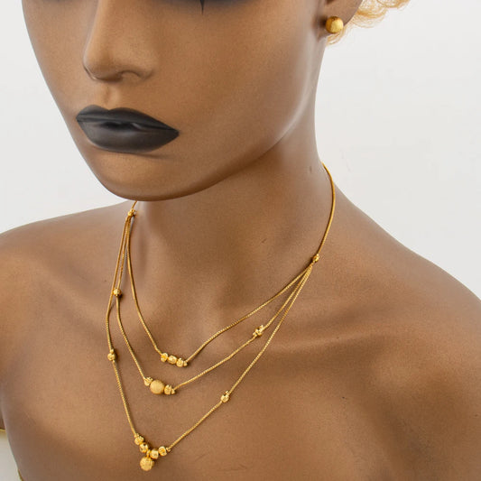 African Fashion Sets Luxury Dubai Jewelry Round Bead Stud Earrings Pendant Necklace