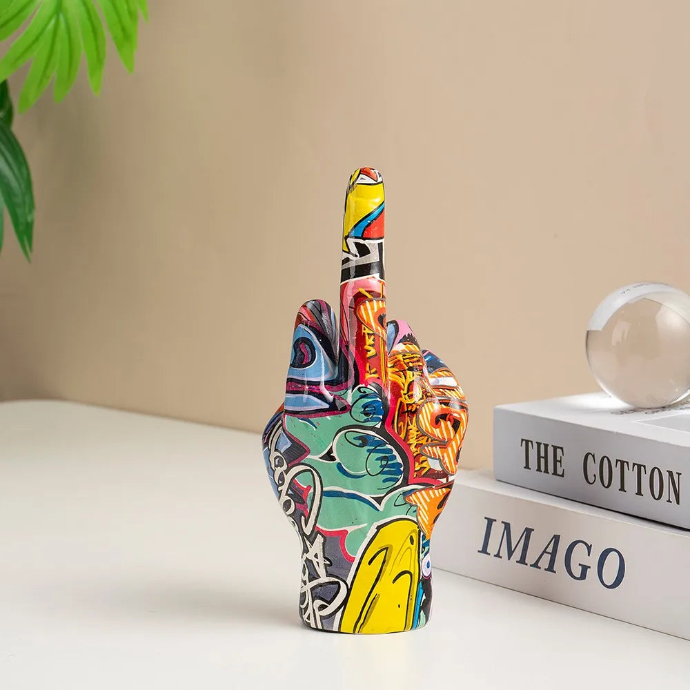 Graffiti Middle Finger Figurines Pop Street Art Statue Desktop Living Room Home Decoration Accessories Mantel Bookshelf Interior