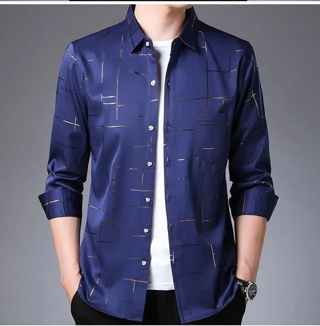 Men's Clothing Spring Summer Thin Business Casual Turn-down Collar