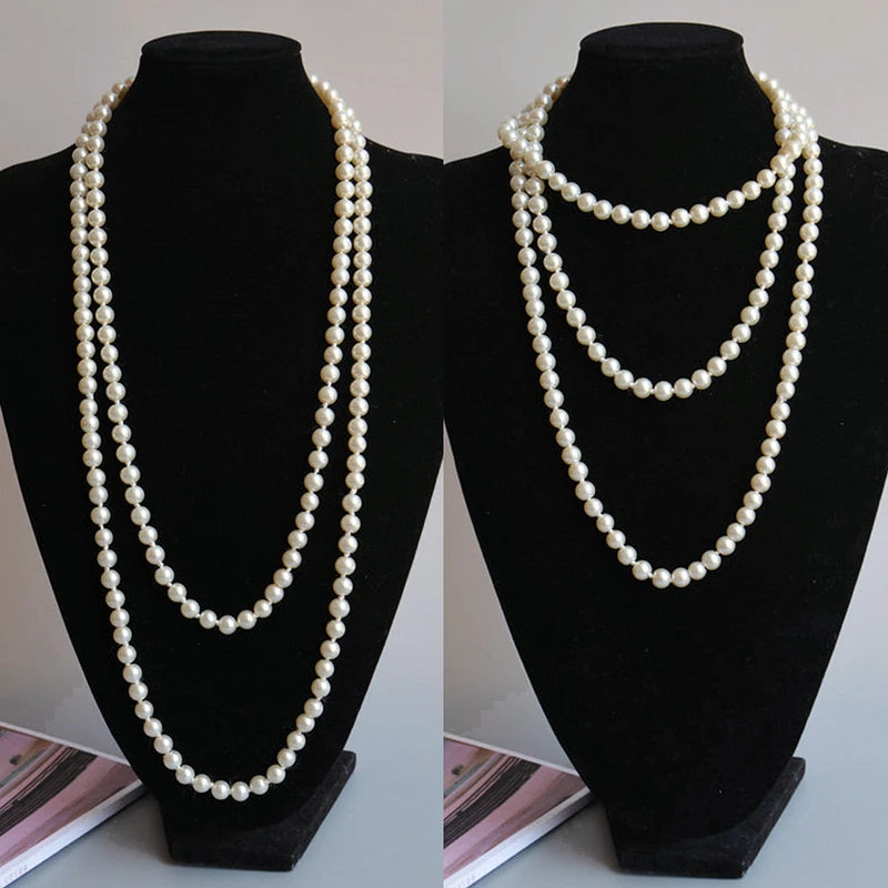 2025 New Fashion Women Jewelry Pearl Bead Necklace Long Sweater