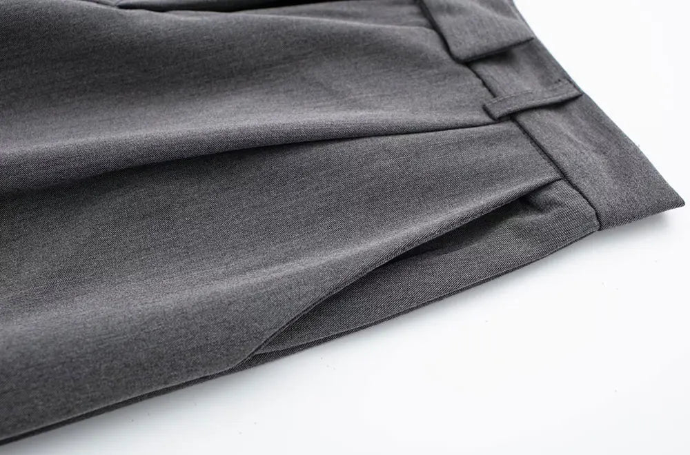 Vintage High Waist Zipper Fly Female Trousers