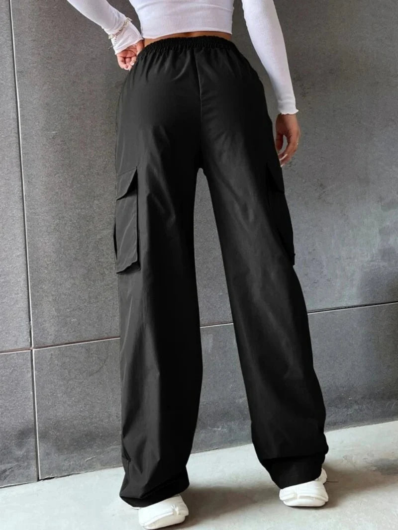 Elastic High Waist Elegant Oversized Trousers