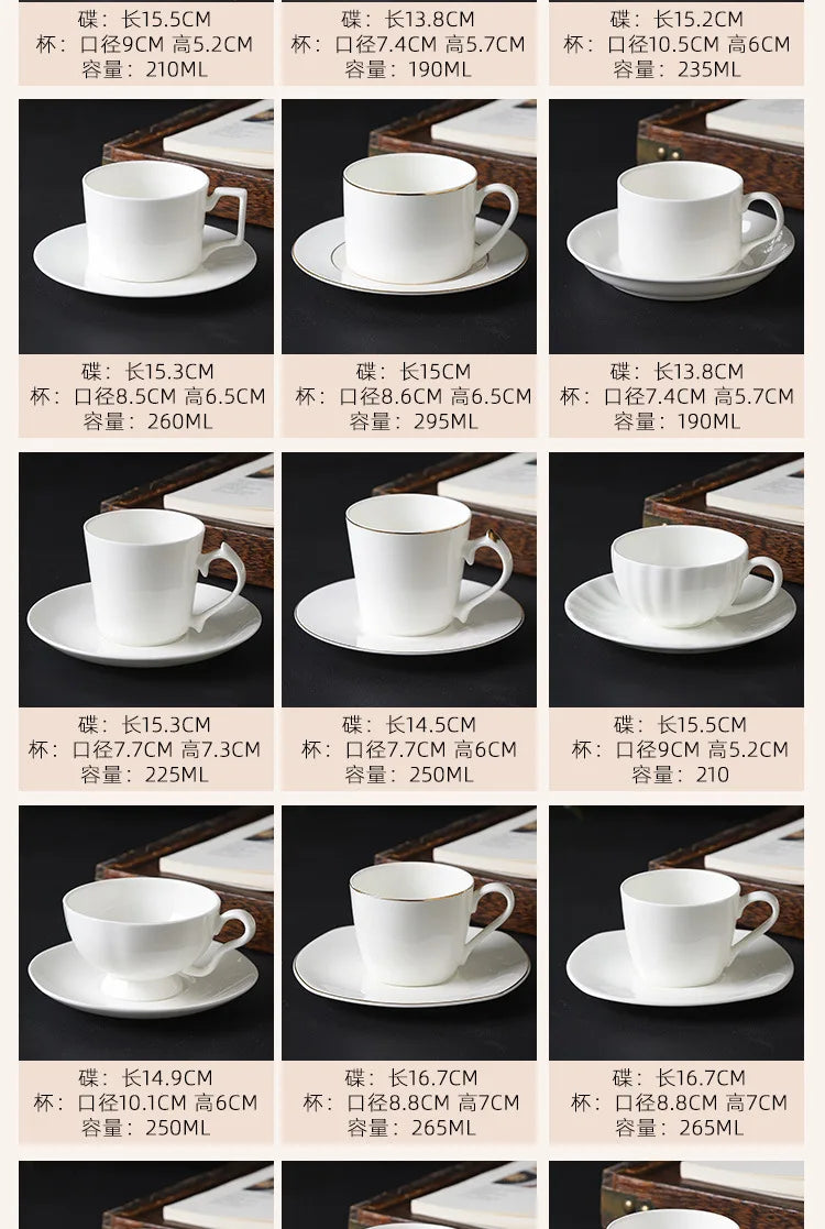 mug Bone china gold edged coffee cup set luxury