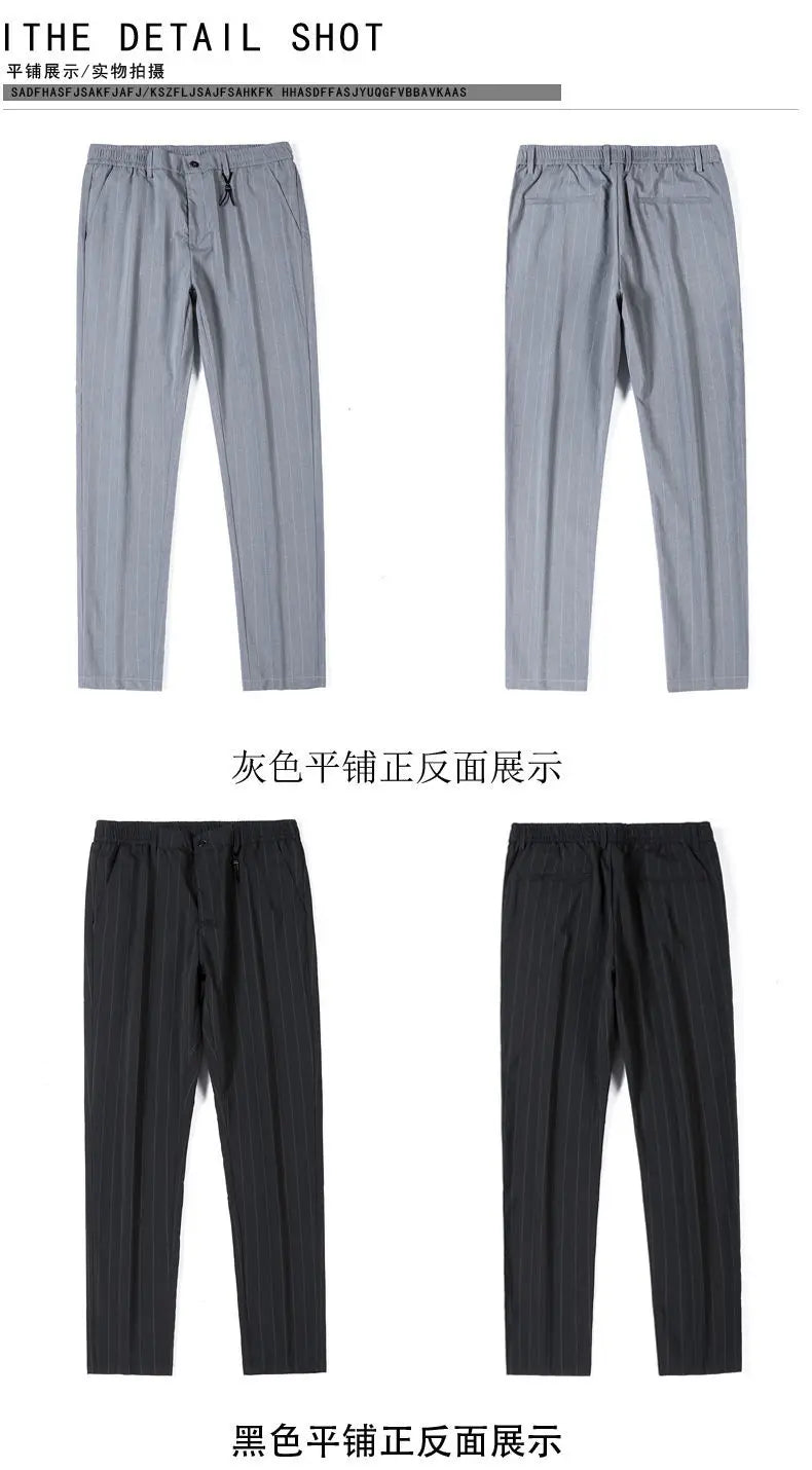 Spring Summer Men Thin Striped Business Suits Pants Streetwear