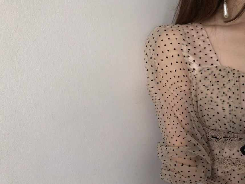 Vintage Dress Elegant Square Neck High