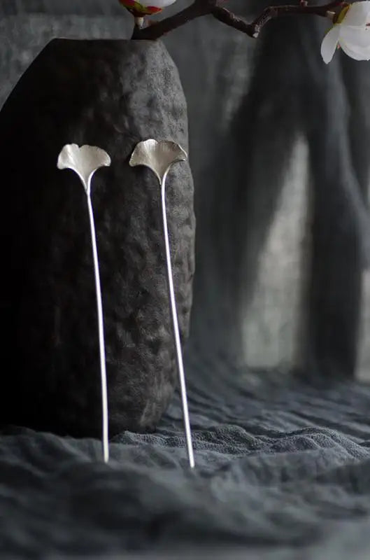 Designer original new in jewelry for women antique apricot leaf hairpin 925 silver