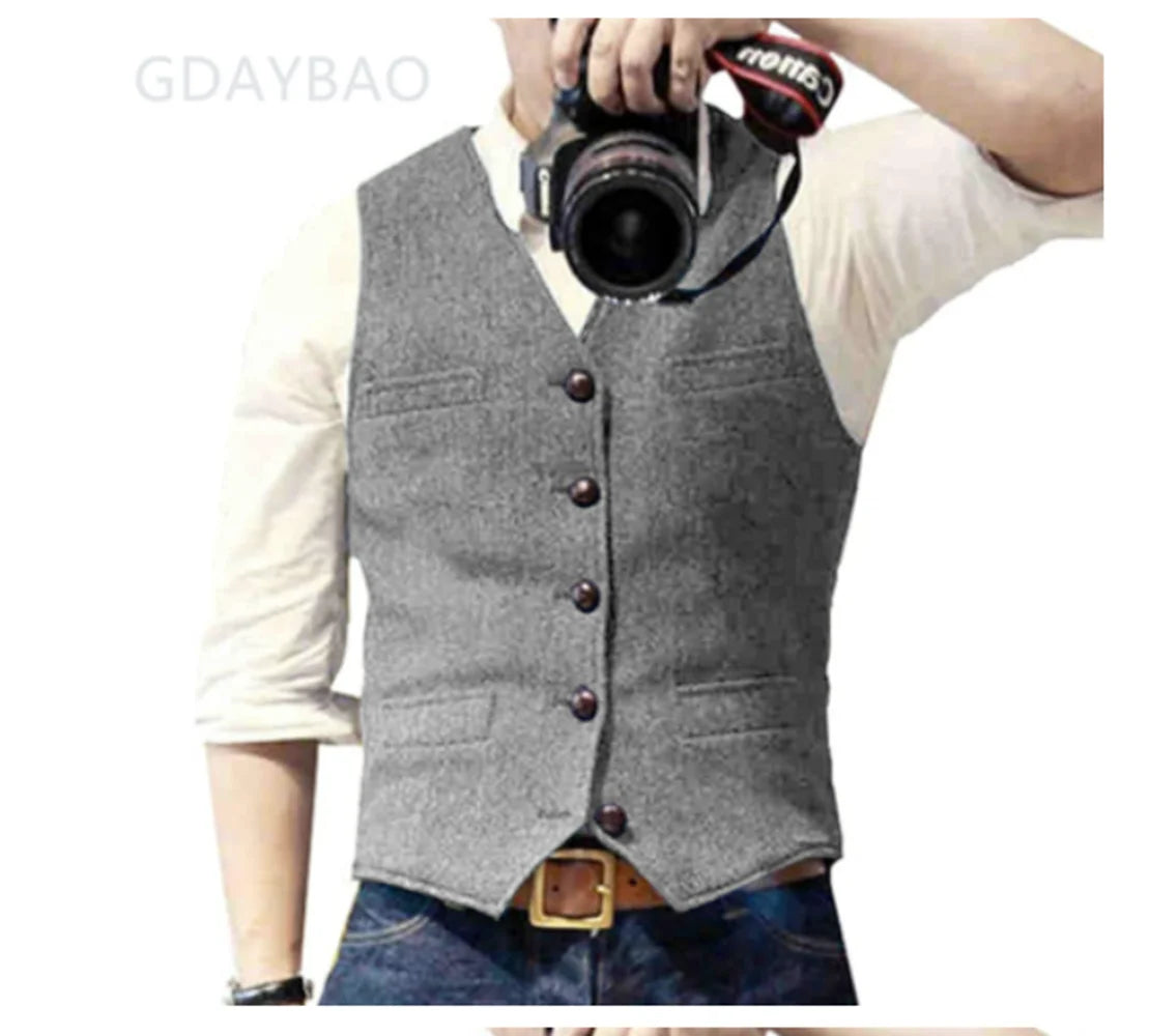 Sleeveless Men Vest Retro Waistcoat Men's Coats Man Coat Male