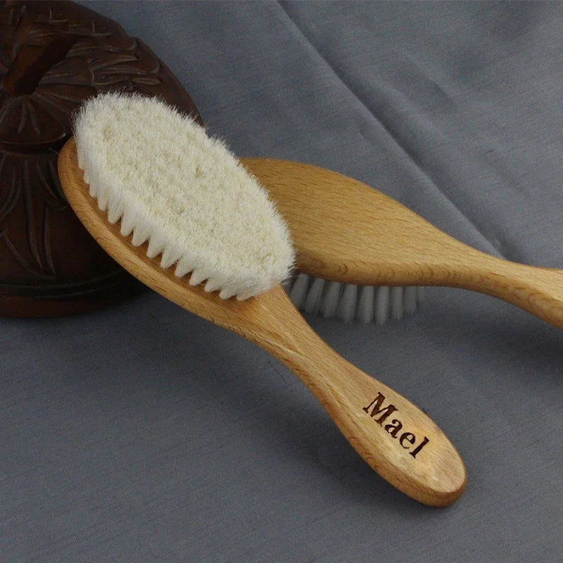Personalized Wooden Baby Brush Custom Name Baby Wool Comb