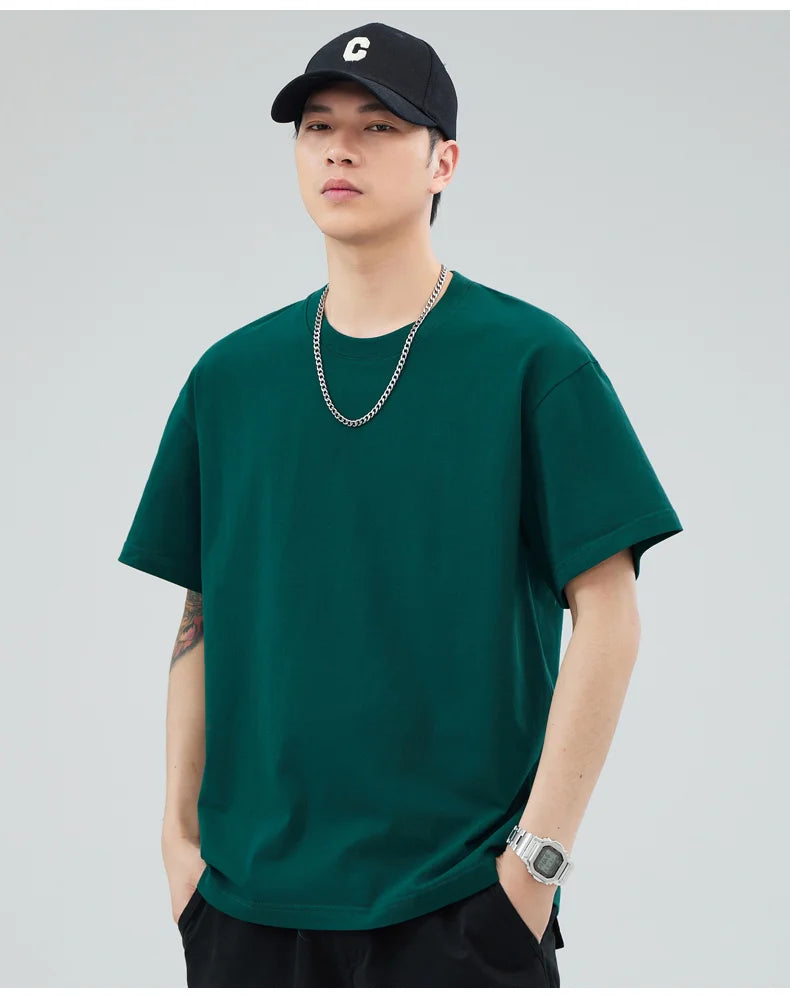 Man t Shirts 100 % Cotton High Quality Classic Plain Round Neck