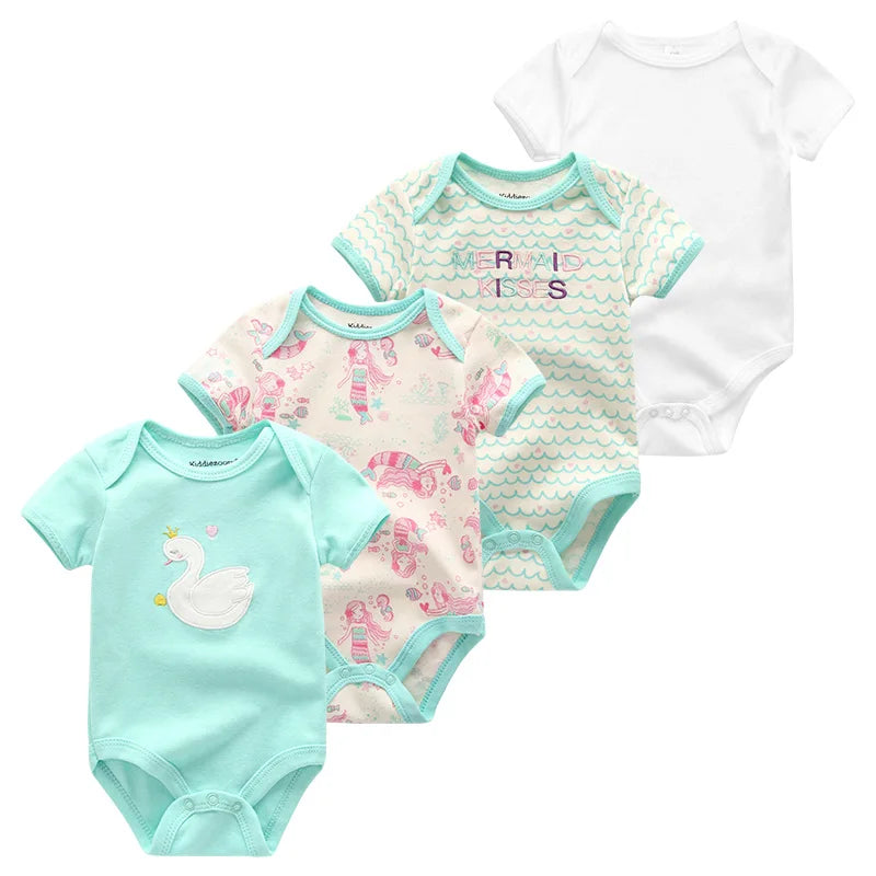 1/4Pcs Newborn Bodysuit Baby Short Sleeve  0-1Y