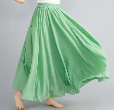 Cotton Long Skirts Elastic Waist